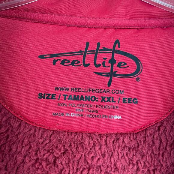 Reel Life Red Quarter Zip Pull Over Sweater Men's XXL Outdoors Fishing - Picture 10 of 14